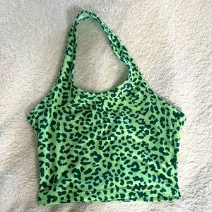 SHEIN Green Leopard Print Top Size XS